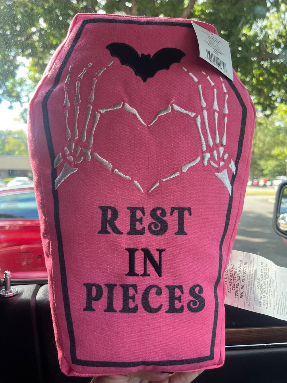 Rest In Pieces Pink Halloween Accent Pillow - Brand Unknown